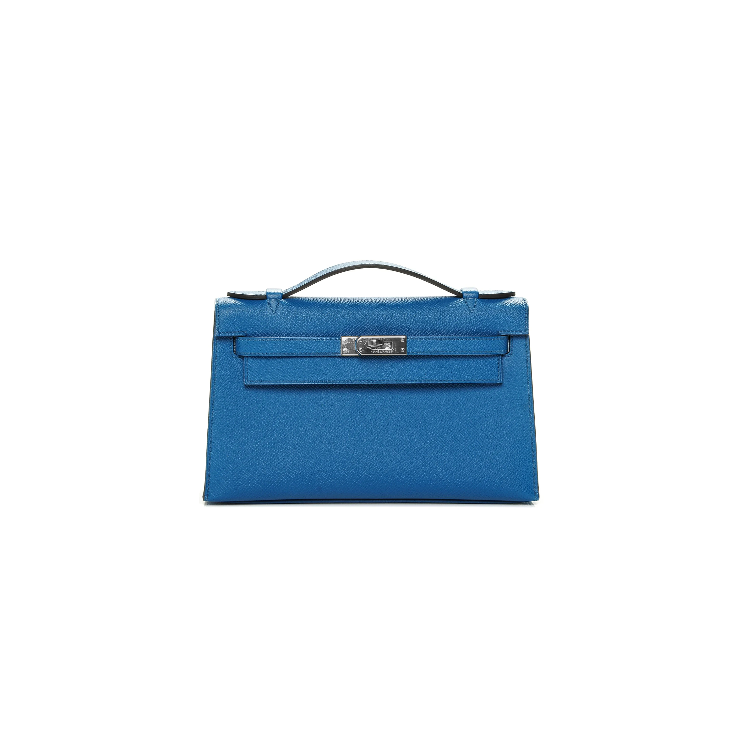 HERMES KELLY POCHETTE EPSOM BLEU IZMIR PALLADIUM HARDWARE (22*14*7cm)